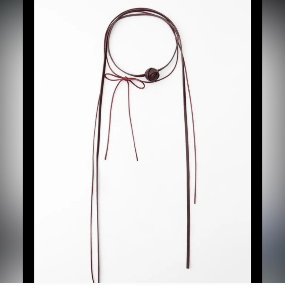 Zara NWT 100% leather double choker necklace - Picture 3 of 11